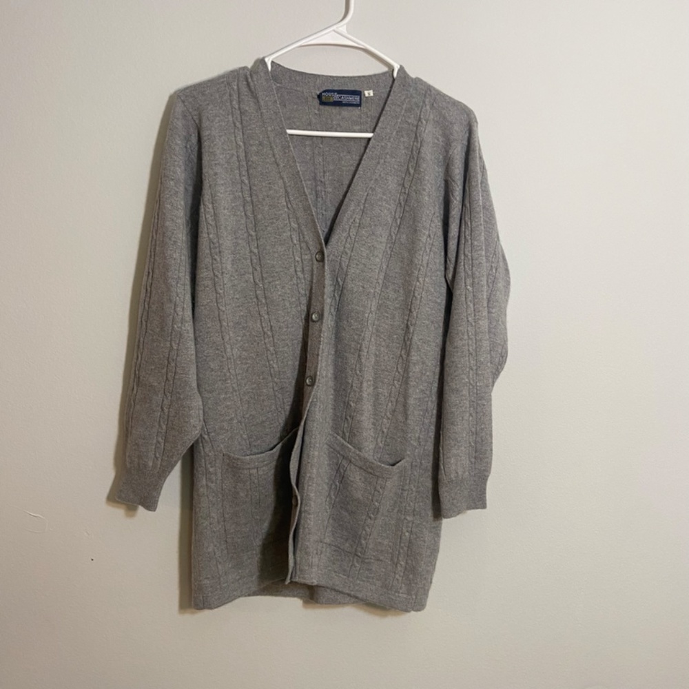 House of Cashmere Cardigans bundle of two tan and gray cardigan 100& cashmere - Picture 6 of 13
